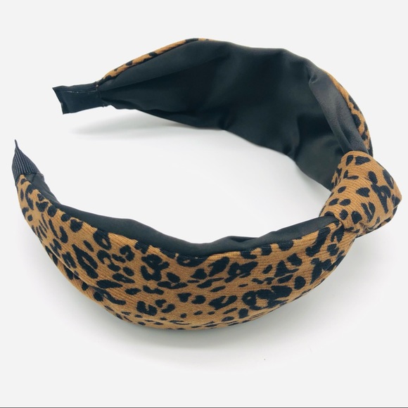 Animal Print Knot Headband In Brown And Black - Picture 3 of 4